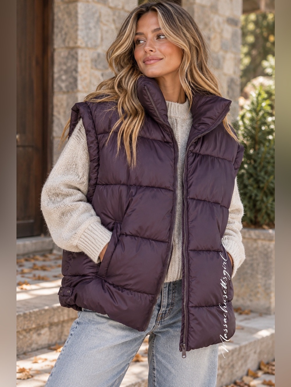 Free People Movement In A Bubble Puffer Vest Dark Plum Size Large